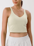 ODODOS Cloud Feeling Tank Bra for Women U Back Wirefree Longline Sports Bra Yoga Crop Top