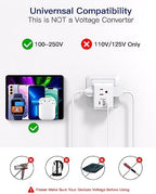 2 Pack Germany France Travel Plug Adapter with 3 Outlets 3 USB Charging Ports(1 USB C), Type E/F International Power Adapter, Travel Essentials US to Europe France Germany South Korea Netherlands