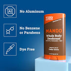 Mando Whole Body Deodorant For Men - Smooth Solid Stick - 72 Hour Odor Control - Aluminum Free, Baking Soda Free, Skin Safe - 2.6 Ounce (Pack of 2) - Cedar Grove