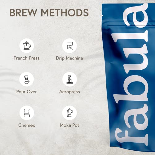 Fabula Coffee Dark Roast Freshly Ground - Organic - Low Acid - Single Origin - Non-GMO - Mold Free - 12 Ounces