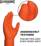 GLOVEWORKS HD Orange Nitrile Gloves, 8 mil Nitrile Disposable Gloves with Raised Diamond Texture, Mechanic Gloves Disposable
