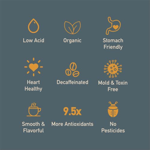 Healthy Bean Organic Decaf Coffee - Water-Processed Ground Coffee Medium Roast - Low Acid for Sensitive Stomachs, Clean and Healthy - USDA Organic and Mold-Free - Decaffeinated, 11oz