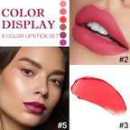 6 Pcs Nude Pink Red Purple Brown Lipstick Matte Sets,Light to Dark Velvet Lipstick for Women Long Lasting Waterproof 24 Hours Lip Stick Lip Stain Makeup Gift Sets,labiales mate 24 horas originales