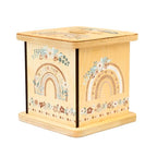 Wooden Piggy Bank for Kids and Adults, Personalized Gift Handmade in USA by BloomOwl, Custom Piggy Bank, Personalized Banks for Kids, Gifts for Baby Boys and Girls (Rainbow- Boho Floral)