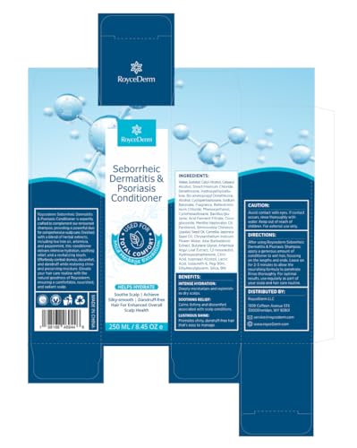 Roycederm Seborrheic Dermatitis Psoriasis Conditioner: Scalp Treatment for Folliculitis Psoriasis Dry Itchy Scalp Oily Hair - Dandruff Conditioner for Healthy Hair