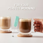 Powerful Milk Frother Wand - Mini & Mighty Handheld Drink Mixer - Portable Coffee Frother For Latte, Cappuccino, Matcha, Hot Chocolate, Creamer - Mint