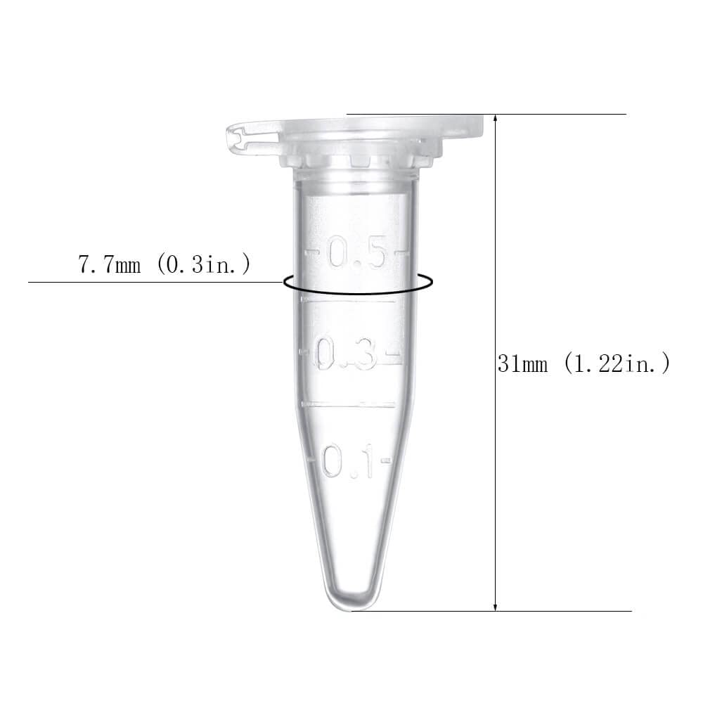 BKMAMLAB 0.5ml Microcentrifuge Tubes 1000pcs, EO Sterilized Plastic Small Vials with Caps for Sample Storage Without Leakage(1000)