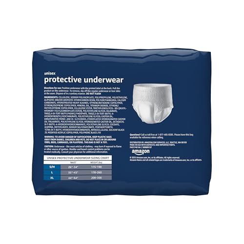 Amazon Basics Unisex Protective Underwear, Overnight Absorbency, Large, 56 Count, (4 Packs of 14)