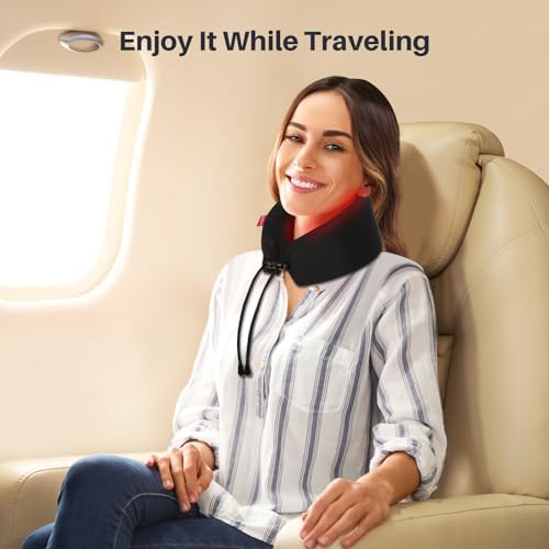 Comfytemp Portable Cordless Red Light Therapy for Neck Pain Relief, FSA HSA Eligible Near Infrared Light Therapy Neck Wrap, Rechargeable Wireless Wearable Light Wrap for Travel