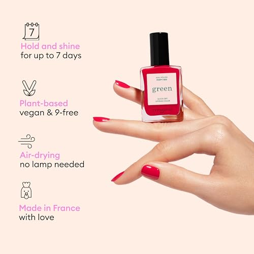 Manucurist System Green Pink (Hortencia) - Professional Manicure Set, Vegan & Plant-Based : 1 Nail Prep, 1 Base Coat, 1 Pink Nail Polish, 1 Top Coat, Drying Drops - No Lamp - Beauty Gift For Woman