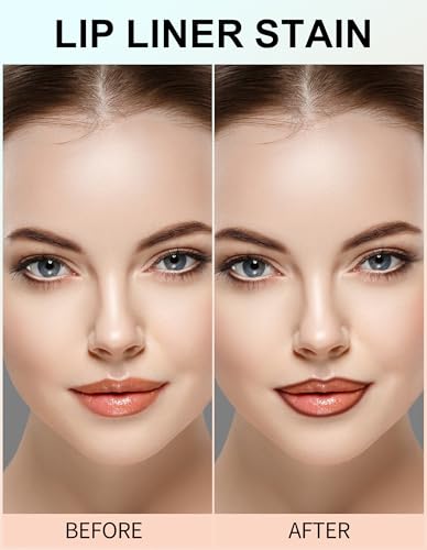 Erinde 3PCS Peel Off Lip Liner Stain, Long Lasting Tattoo Lip Liner with Tweezer, Matte Finish Peel Off Lip Stain, Waterproof Transfer Proof Lip Stain Peel Off, Non-Stick Cup Nude Lip Stain Lipliner