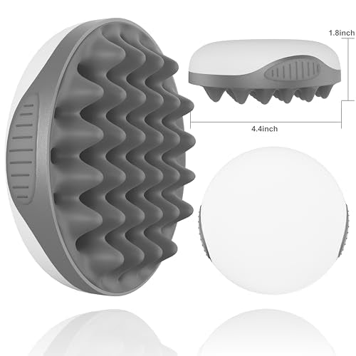 Silicone Hair Brush, Gray - Curly Hair Brush with Double-Sided Use, Different Sized Holes for Curling Afro and Short Hair, Non-Slip Twist Curl Comb for Men and Women, Travel Size