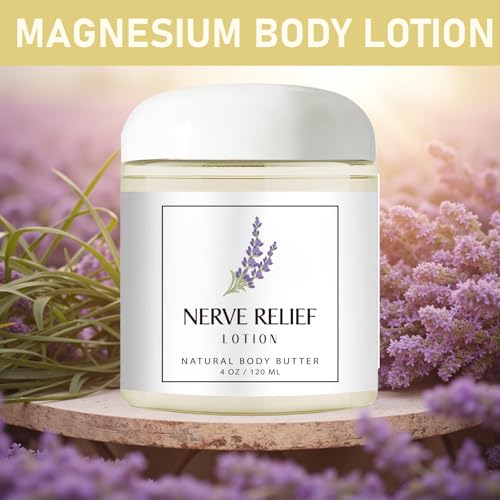 Neuropathy Cream, Magnesium Cream for Neuropathy, Nerve Relief Lotion for Feet Hand Nerve Neuropathy No Greasy Body Lotion Cream with Natrural Ingredients For Soothing Body Day Night, Lavender