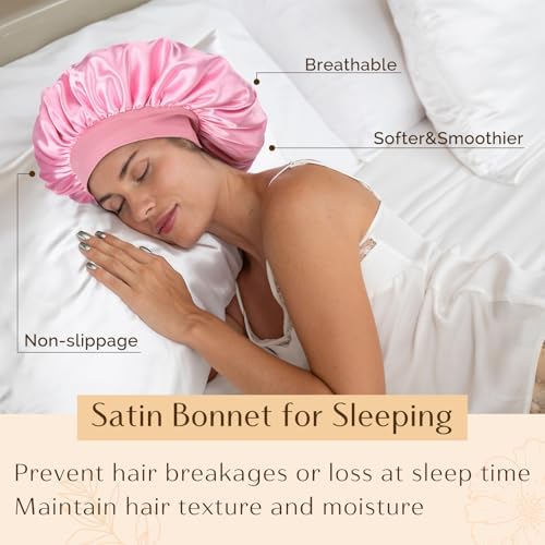 YANIBEST Bonnet for Men Hair Bonnet for Sleeping Double Layer Satin Bonnets for Black Women Curly Hair Braids