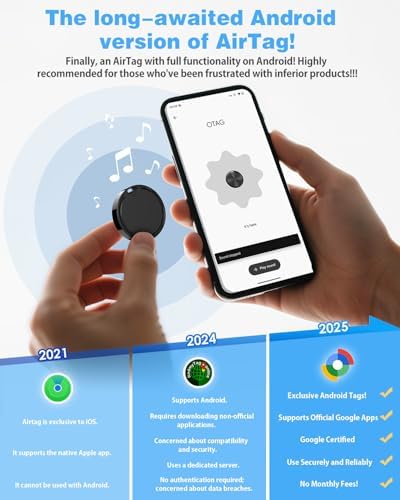 Air Tags for Android,Air Tags-4 Pack Android,Android Tracker Tags,2 Year Battery Life,Google Find Trackers for Google'S Find Hub App,IP65 Waterproof Luggage Tracker Android for Keys,Wallets,Suitcases
