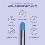 Wonderskin 1440 Longwear Blue Waterproof Eyeliner Pencil - Sharpenable Eyeliner Pencil and Smudge Proof Blue Eye Liner Pencils (Aqua)