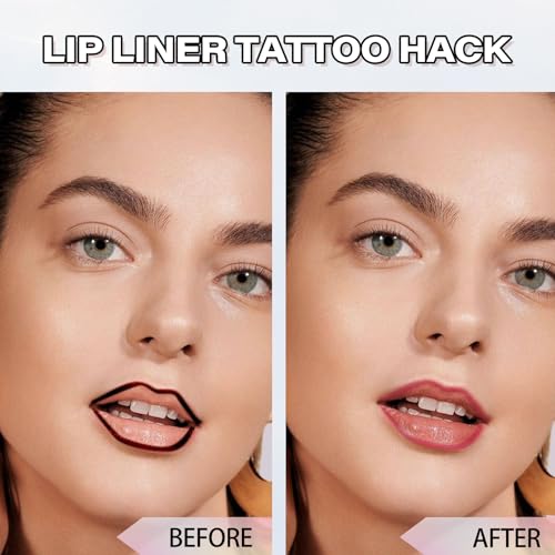 Cilrofelr Peel Off Lip Liner Stain, Long Wear Tattoo Lip Liner with Tweezer, Peel Off Lip Stain with Matte Finish, Long Lasting, Waterproof, Transfer-proof, Highly Pigmented Color (Rose)