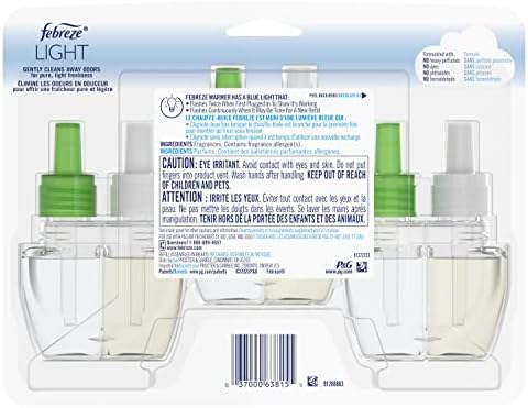 Febreze LIGHT Fade Defy PLUG Air Freshener, Bamboo, (3) .87 oz Oil Refills (Pack of 2)