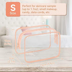 12 PCS Clear Toiletry Bag for Women Men, Transparent Cosmetic Bag for Travel Makeup Organizer TSA Approved Pouch -Orange-pink, Small
