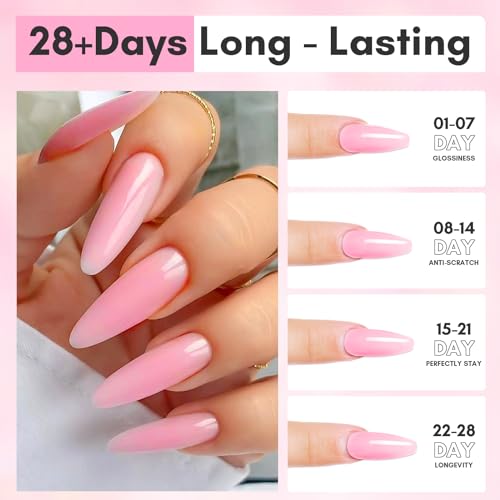 Makartt Poly Nail Gel Set, Clear and Peach Pink, 2 Colors 50ML, Gel Builder for Nail Extension, Nail Strengthener 3D Diy Hard Gel French Manicures Salon Nail Art At Home