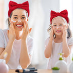 Ondder Spa Headband for Washing Face 8 Pack Red Skincare Headbands for Women Girls Terry Cloth Cute Makeup Headbands Head Bands with Bow