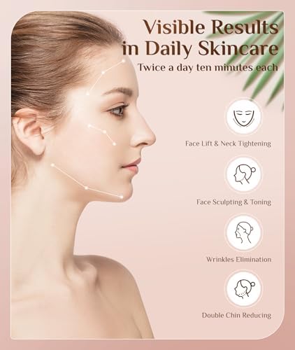 7 Color Galvanic Machines - Red Light Therapy for Face and Neck, Face Massager Tool for Wrinkles, Double Chin, Vibrating Facial Massager with Thermals, White