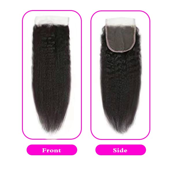 Selina Lace Closure Kinky Straight 4x4 Lace Closure Hd Lace Closure Kinky Straight Human Hair Free Part Lace Closure Hair Natural Color Black(8inch Kinky Straight, 4x4)