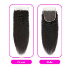 Selina Lace Closure Kinky Straight 4x4 Lace Closure Hd Lace Closure Kinky Straight Human Hair Free Part Lace Closure Hair Natural Color Black(8inch Kinky Straight, 4x4)