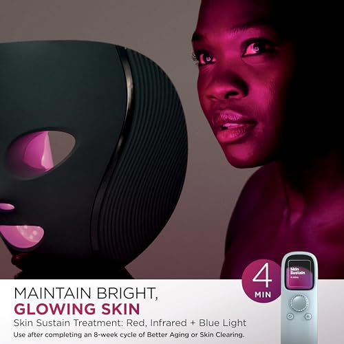 Shark CryoGlow LED Face Mask with Under-Eye Cooling, Anti-Ageing & Blemish Repair, Red & Blue LED, Infrared Light Therapy, USB-C, Remote Control, Storage Bag, Adjustable Straps, Blue Frost, FW312