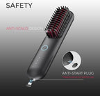 TYMO Porta Cordless Hair Straightener Brush | Mini Portable Straightening Brush for Travel | Negative Ion Hair Straightener Styling Comb | USB Rechargeable Feature | Safety Anti-Scald Design