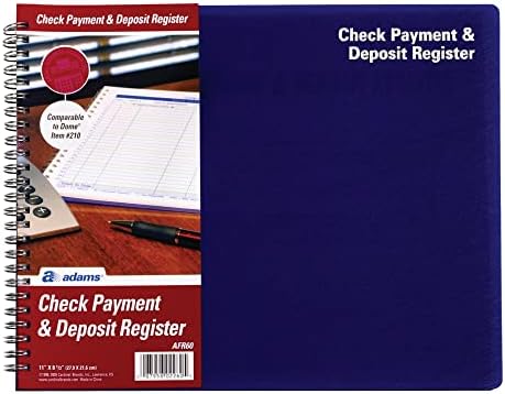 Adams Check Payment and Deposit Register, 8-1/2" x 11", 44 Pages (AFR60), White