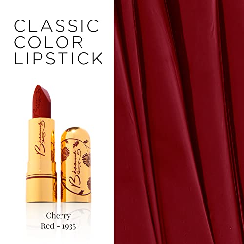 BESAME Cherry Red Lipstick 1935 Vintage Shade, Cool, Ripe Dark Red, Great for Medium to Deep Skin, With Moisturizing Vitamin E, Satin Finish, Long-Lasting Lip-Stick Color or Matte Lip Stain