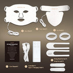 Led Red Light Therapy Face & Neck Mask, 7 Colors Led Light Therapy Facial Mask, Infrared Red Light Therapy Mask, Infrared Light Skin Rejuvenation(White)