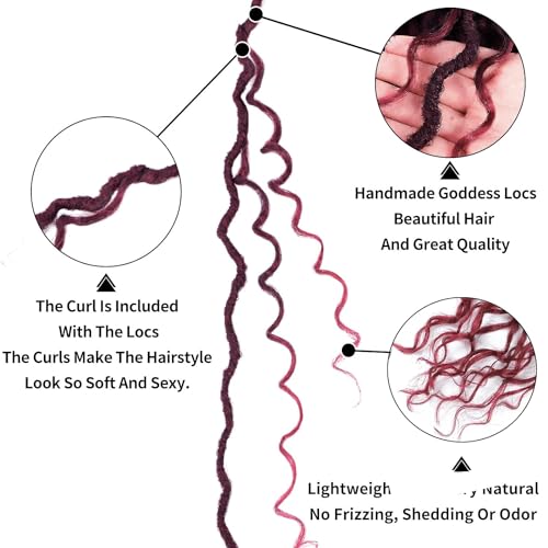 Goddess Locs Crochet Hair 18 Inch 7 Packs Faux Locs Crochet Hair Soft Crochet Locs Boho Faux Locs Crochet Hair Synthetic Hippie Locs Pre Looped Crochet Braids Curly Ends (18 Inch, 1B/BG)
