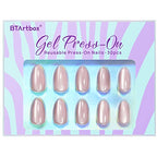 Press On Nails Short - BTArtbox Almond Press On Nails, Opaque Reusable Stick On Nails, Fake Nail with Nail Glue in 16 Sizes - 30 Nail Kit, Falling Star Cat Eye