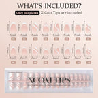 BTArtbox French Tip Press on Nails - 5 Styles XCOATTIPS Short Almond Nails, Pre-Designed Swirl Soft Gel Nail Tips, Ultra Fit False Nail, Soak Off Acrylic Fake Nails Extensions for Easy DIY Nail Art