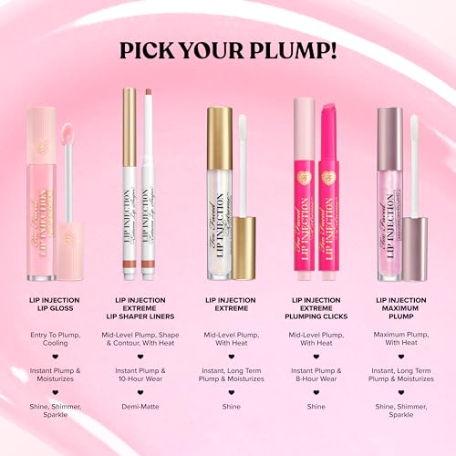 Too Faced Lip Injection Maximum Plump Extra Strength Lip Plumper Gloss | Hydrating, Volumizing, + Plumping, Travel Size, 0.10 Fl Oz, Original