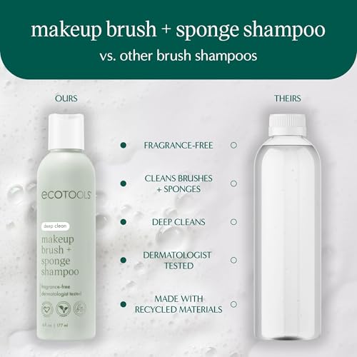 EcoTools Makeup Brush Cleansing Pad + Deep Clean Shampoo Bundle, Brush Cleaner Mat & Makeup Brush Cleanser For Deep Cleaning Tools, Clean Formula, Cruelty-Free, & Vegan, 2 Piece Set