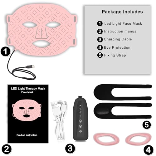 AISZG Red Light Therapy for Face,Mothers Day Birthday Women Mom Her Girlfriend Wife,LED Face Mask Light Therapy with Rechargeable and Multi-Color