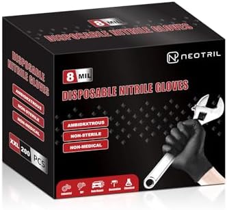 8 Mil Heavy Duty Disposable Nitrile Gloves with Diamond Texture Grip Rubber Gloves Latex & Powder Free