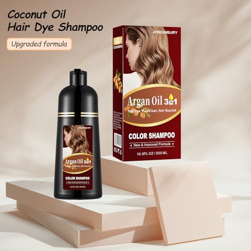Wine Red Hair Dye 16.9 Fl Oz, Argan Oil Wine Red Hair Shampoo, 3 in 1 Hair Dye Shampoo, Easy To Use, Semi-Permanent Hair Color Shampoo (Wine Red)