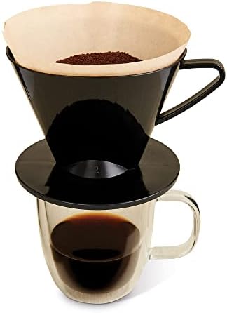 Fino Pour-Over Coffee Brewing Filter Cone, Number 2-Size, Black, Brews 2 to 6-Cups, Set of 2