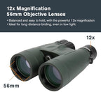 Celestron - Nature DX 12x56 Binoculars – Powerful and Bright for Long-Range Viewing – 56mm Objective Lenses – 12x Magnification – Fully Multi-Coated – Waterproof and Fogproof – Tripod Adaptable