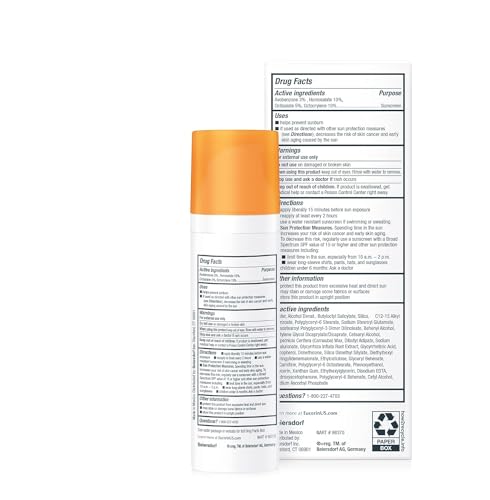 Eucerin Sun Age Defense SPF 50 Face Sunscreen Lotion with Hyaluronic Acid, Hypoallergenic, Non-Comedogenic Sunscreen SPF 50 Free of Fragrance, Oxybenzone and Octinoxate, 2.5 Fl Oz Bottle