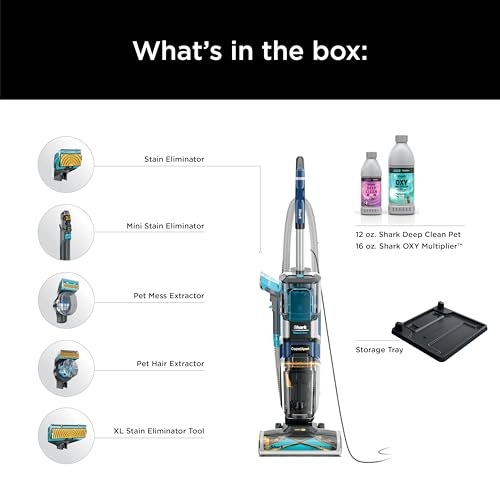 Shark CarpetXpert HairPro | Upright Carpet, Area Rug & Upholstery Cleaner | StainStriker Handheld Tough Stain Remover & Onboard Self Clean | Pet Hair Pickup & Odor Removal | 5 Tools | Navy | EX304