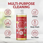Brittanie's Pure Castile Liquid Soap Peppermint – 2 Pack (32oz Each) | Natural, Organic, Multi-Purpose Soap for Body, Face, Home & Pets | Vegan, Sulfate-Free, Made in USA