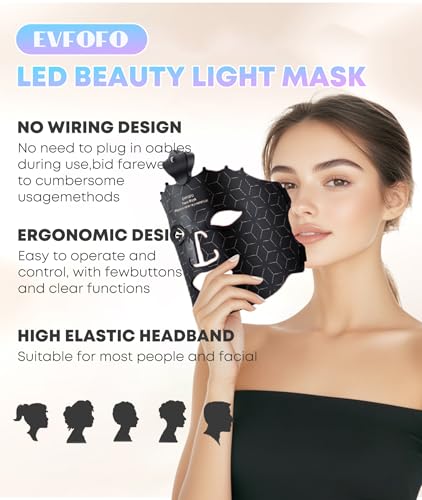 Red Light Therapy Mask for Face, 7 Colors LED Face Mask Light Therapy At Home, Led Face Mask Light Therapy, Black