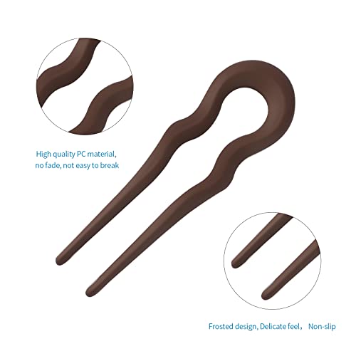 FRDTLUTHW 5.1Inch U Shaped Hair Fork Frosted French Hair Pin for Women Girls(pack of 4)