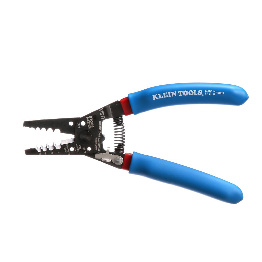 Klein Tools 11053 Klein-Kurve Wire Stripper and Cutter, Made in USA, Stripping / Cutting Tool for 6-12 AWG Stranded Wire, 7-1/8-Inch