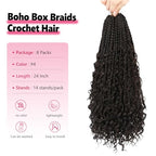 Goddess Box Braids Crochet Hair 24 Inch 8 Packs Boho Box Braids Pre Looped Crochet Hair For Black Women, With Curly Ends, Nice looking, Very Soft and Light Weight (24 Inch,#4)